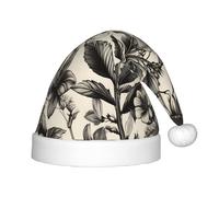TTIGLHOH Cappello da Babbo Natale per bambini con erbe floreali e motivo botanico, in velluto, comodo e spesso