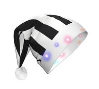TTIGLHOH Cappello di Babbo Natale a strisce nere e bianche per costume di Natale copricapo con luce LED per adulti, cappello di Babbo Natale per feste
