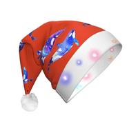 TTIGLHOH Cappello di Babbo Natale orca killer balena per costume natalizio copricapo con luce LED per adulti, cappello di Babbo Natale per feste