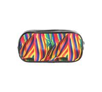 TTIGLHOH Cassa trasparente della penna stampata della striscia di colore dell'arcobaleno, organizzatore cosmetico impermeabile, portatile Carryall per gli strumenti di arte