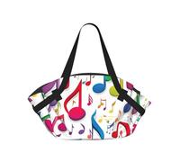 TTIGLHOH Colorful Music Notes 1 stampato rotondo spiaggia coperta pieghevole in borsa tote resistente 94 centimetri Mat Camping Festival