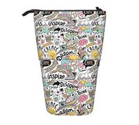 TTIGLHOH Comic Ar Astuccio portamatite per ragazze e ragazzi, astuccio telescopico per bambini, grande capacità, per la scuola, Nero , Taglia unica, Organizer per borse