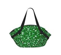 TTIGLHOH Coperta da spiaggia rotonda con paillettes verdi stampate, si piega in borsa tote, resistente agli strappi, tappetino da 94 cm, per campeggio e festival