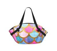 TTIGLHOH Coperta da spiaggia rotonda stampata arcobaleno colorato si piega in borsa tote, resistente allo strappo 94 cm, tappetino da campeggio e festival