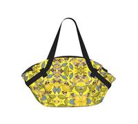 TTIGLHOH Coperta da spiaggia rotonda stampata con limoni e api gialli si ripiega in una borsa tote resistente agli strappi, tappetino da 94 cm, per campeggio e festival
