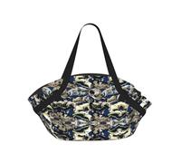 TTIGLHOH Coperta da spiaggia rotonda stampata con motivo a pesci, si piega in borsa tote, resistente agli strappi, tappetino da 94 cm, per campeggio e festival