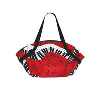 TTIGLHOH Coperta da spiaggia rotonda stampata con note musicali e pianoforte, si piega in una borsa tote, resistente agli strappi, tappetino da 94 cm, per campeggio e festival