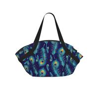 TTIGLHOH Coperta da spiaggia rotonda stampata con piume di pavone e uccello, si ripiega in una borsa tote resistente agli strappi, tappetino da 94 cm, per campeggio e festival