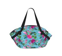 TTIGLHOH Coperta da spiaggia rotonda stampata Hello Hawaii pieghevole in borsa tote resistente agli strappi, tappetino da 94 cm, per campeggio e festival
