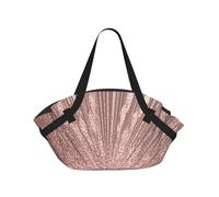 TTIGLHOH Coperta da spiaggia rotonda stampata in marmo oro rosa si piega nella borsa di tote, stuoia resistente allo strappo di 94 cm, festival di campeggio