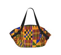 TTIGLHOH Coperta da spiaggia rotonda stampata in tessuto africano, si piega in una borsa tote, resistente agli strappi, tappetino da 94 cm, per campeggio e festival