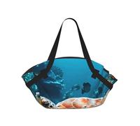 TTIGLHOH Coperta da spiaggia rotonda stampata tartaruga marina si piega in borsa tote, resistente agli strappi, tappetino da 94 cm, per campeggio e festival