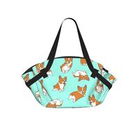 TTIGLHOH Corgi - Coperta da spiaggia rotonda stampata con simpatico cane, si ripiega nella borsa tote, resistente agli strappi, tappetino da 94 cm, per campeggio e festival