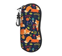 TTIGLHOH Cute Animal Fox Flower Cute Occhiali da sole Caso Neoprene Zipper Occhiali da vista Custodia morbida con clip da cintura per viaggi all'aperto, Nero , Taglia unica