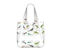 TTIGLHOH Diversi tipi di lucertola stampata borsa della spesa riutilizzabile pieghevole, leggera borsa tote 25L per la spesa viaggio pendolarismo