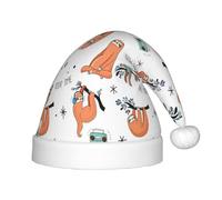 TTIGLHOH Divertente cappello da Babbo Natale con bradipo e bradipo per bambini, in velluto, comodo e spesso