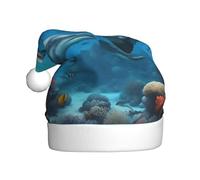 TTIGLHOH Dolphins Sea Turtle Shark Octopus Coral Reef Stampa Autunno Inverno Addensare Costume Caps Peluche Unico Elegante Adulto Donne Cappello di Santa Cerimonia di Vacanza