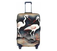 TTIGLHOH Due gru giapponesi che volano pittura tradizionale stampa viaggio pronto protezione antigraffio esclude la copertura della valigia impedisce il miscuglio dei bagagli, bianco, S