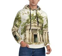 TTIGLHOH Felpa con cappuccio casual da uomo con stampa di ramo di ulivo romano e greco con stampa greca, elegante felpa con coulisse a maniche lunghe con tasca, Nero , 4XL