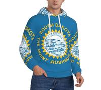 TTIGLHOH Felpa invernale con cappuccio da uomo con bandiera del Sud Dakota in pile Sherpa pullover tasca a marsupio vestibilità comoda felpa invernale, Nero , L