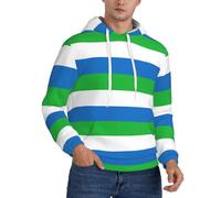 TTIGLHOH Felpa invernale con cappuccio da uomo con bandiera della Sierra Leone foderata in pile Sherpa Pullover con tasca a marsupio Comfort Fit, felpa invernale, Nero , M