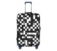 TTIGLHOH Formula nera bianca con motivo a scacchi, pronta da viaggio, protezione antigraffio esclusa la copertura della valigia impedisce il miscuglio dei bagagli, bianco, L