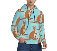 TTIGLHOH Funny For Kangaroo Zoo Felpa con cappuccio casual con stampa grafica per uomo, elegante felpa con coulisse a maniche lunghe con tasca, Nero , 4XL