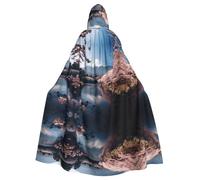 TTIGLHOH Giappone Monte Fuji Paesaggio Lungo Mantello Con Cappuccio,Abito Gotico Adulto,Per Ballo In Maschera Medievale Larp Costume Indossare
