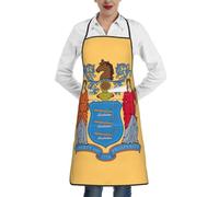 TTIGLHOH Grembiuli da cucina con stampa di bandiera del New Jersey per adulti, unisex, con grande tasca e cravatta lunga, per cucina e barbecue