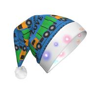 TTIGLHOH I Love Garbage Trucks Cappello di Babbo Natale per costume natalizio copricapo con luce LED per adulti, cappello di Babbo Natale per feste