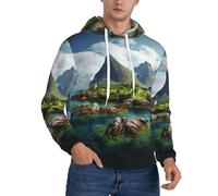 TTIGLHOH Isole Norvegie, felpa invernale da uomo, foderata in pile, con tasca a marsupio, vestibilità comoda, felpa invernale, Nero , XXL