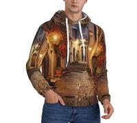 TTIGLHOH Italian Old Street Felpe con cappuccio invernali da uomo foderate in pile Sherpa Pullover tasca a marsupio Comfort Fit, felpa invernale, Nero , XXL