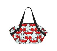 TTIGLHOH La coperta rotonda da spiaggia stampata con granchio dei cartoni animati si piega nella borsa di tote, resistente allo strappo 94 cm, tappetino da campeggio e festival