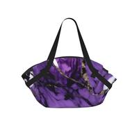 TTIGLHOH La coperta rotonda della spiaggia stampata viola di marmo si piega nella borsa di tote, stuoia resistente allo strappo di 94 cm, festival di campeggio