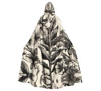 TTIGLHOH Mantello lungo con cappuccio con motivo botanico con erbe floreali,Abito gotico per adulti,Per ballo in maschera medievale Larp Costume Wear