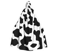 TTIGLHOH Mantello lungo con stampa mucca bianca e nera con cappuccio,Abito gotico adulto,Per ballo in maschera medievale Larp Costume Wear