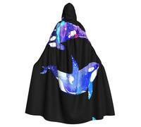 TTIGLHOH Orca Killer Whale Mantello lungo con cappuccio, abito gotico adulto, per ballo in maschera medievale Larp costume indossare