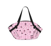 TTIGLHOH Pecora bianca su sfondo rosa stampata rotonda coperta da spiaggia si piega in borsa tote, resistente agli strappi tappetino 94 cm, campeggio festival