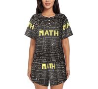 TTIGLHOH Pigiama matematico da donna, set da 2 pezzi, top e pantaloncini, biancheria da notte morbida, nero, 3XL, Nero , 3XL