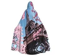TTIGLHOH Pittura a olio Parigi Torre Eiffel Lungo Mantello Con Cappuccio,Abito Gotico Adulto,Per Ballo In Maschera Medievale Larp Costume Indossare