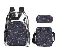 TTIGLHOH Set di 3 borse trasparenti per bambini con stampa mappa delle costellazioni stellari, borsa trasparente con borsa termica per il pranzo inclusa