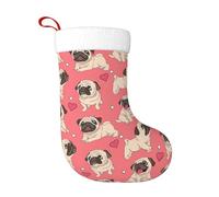 TTIGLHOH Simpatica calza di Natale tradizionale da 45,7 cm, con stampa di un cucciolo di carlino, perfetta per la famiglia, i bambini e le celebrazioni stagionali