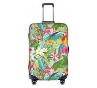 TTIGLHOH Stampa di piante tropicali e pappagalli pronti da viaggio, protezione antigraffio esclusa la copertura della valigia impedisce il miscuglio dei bagagli, bianco, M