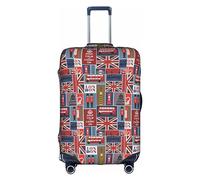 TTIGLHOH Stampa di simboli dell'Inghilterra pronta da viaggio, protezione antigraffio esclusa la copertura della valigia impedisce il miscuglio dei bagagli, bianco, L