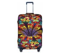 TTIGLHOH Stampa su vetro colorato con fiori pronti da viaggio, protezione antigraffio esclusa la copertura della valigia impedisce la confusione dei bagagli, bianco, S