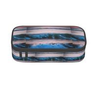 TTIGLHOH Sunset and Sunrise con onde oceaniche, grande capacità, elegante astuccio per penne e matite, organizer per ufficio, università e scuola, Nero , Taglia unica, Organizer per borse