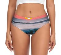 TTIGLHOH Tramonto E Alba Con Onde Del Mare Oceano Comodi Slip Delle Donne Senza Cuciture No Show Mutandine Per L'usura Quotidiana Morbido Biancheria Intima Traspirante, Nero , XL