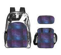 TTIGLHOH Universo con stelle e galassia Interstellar stampato 3 pezzi trasparente borsa per bambini borsa trasparente con borsa termica pranzo inclusa