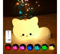 TTiiLoe Luci notturne for Gatti Bambini, Simpatica Lampada Touch da Comodino in Silicone con Telecomando, Ricaricabile Animali Luce Notturna a 8 Colori Che Cambia Ragazze e Ragazzi