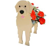 TTiiLoe Vaso per cani, vaso per piante di Golden Retriever, vaso per fiori da giardino in PVC, contenitore per piante a forma di cartone animato, regalo per gli amanti degli animali, 43x25cm